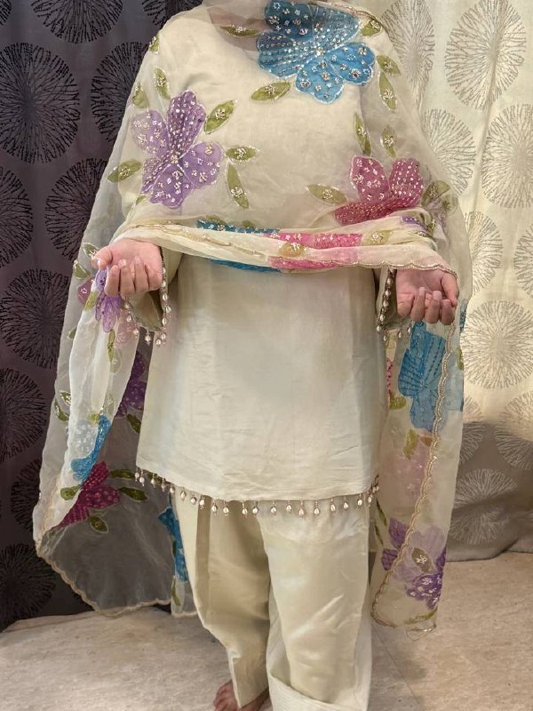 Luxe Alabaster Floral-Drape Couture